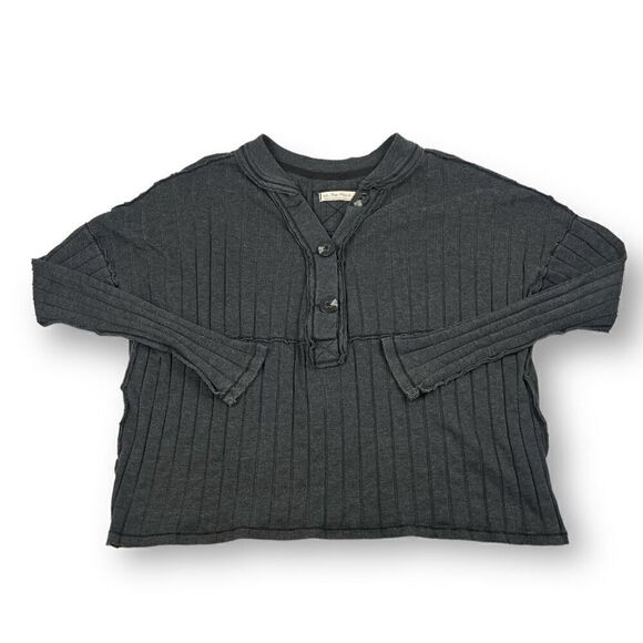 We The Free Gray Ribbed Oversized Top Size Medium - Picture 1 of 6